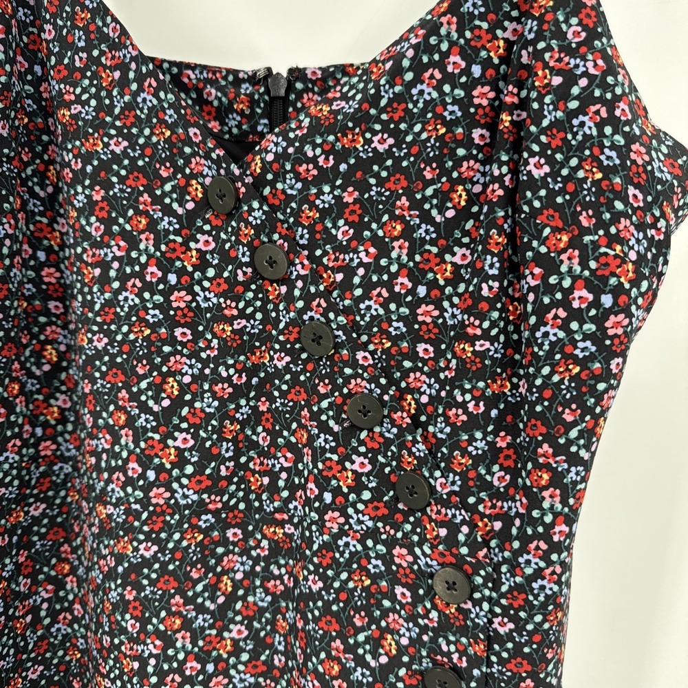 Madewell Women's Silk Button-Wrap Cami Dress in Fieldwalk Ditzy Floral Print 4 - Picture 5 of 13